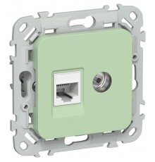 FLITE Розетка 2-ая RJ45/TV кат.5Е UTP РКТВ5е-2-0-ФлФ фисташковый  FI-AK22-1-K93  IEK