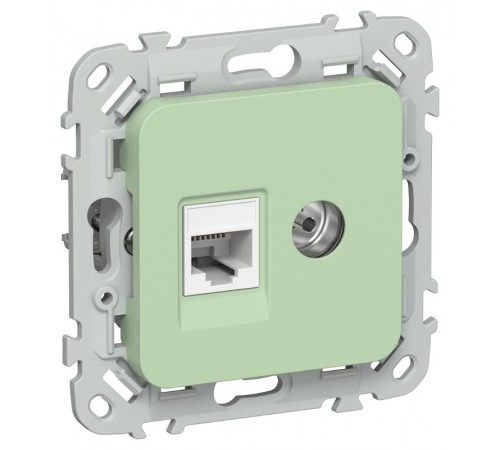 FLITE Розетка 2-ая RJ45/TV кат.5Е UTP РКТВ5е-2-0-ФлФ фисташковый  FI-AK22-1-K93  IEK