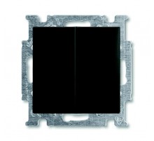 ABB Basic 55 Шато (чёрный) Выключатель 2-клавишный с подсветкой  1012-0-2178   2CKA001012A2178  ABB