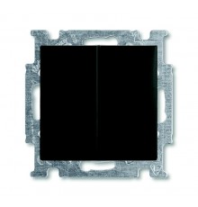 ABB Basic 55 Шато (чёрный) Выключатель 2-клавишный с подсветкой  1012-0-2178   2CKA001012A2178  ABB