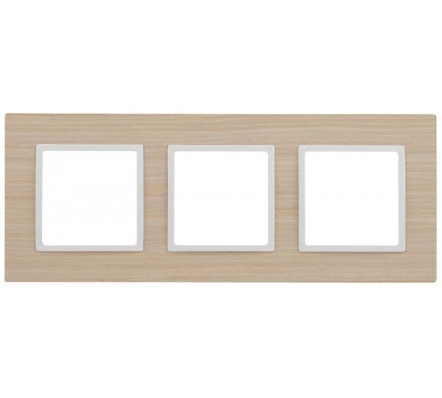 14-5303-01 Рамка на 3 поста, дерево, Elegance, белён.дуб-бел (5/25/1600)  Б0049150  ЭРА