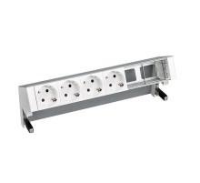 Simon S400 Настольный розеточный блок, 4х2P+E, 2 пустых модуля, алюминий, Simon 400  42604000-133  Simon