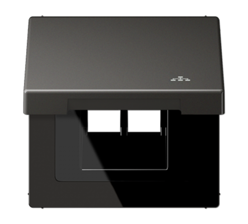 Накладка и крышка для двойных UAE розеток с символом "сеть"; металл; антрацит  AL2990KLLANAN  Jung