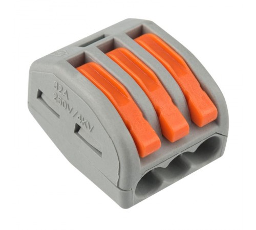 Универсальная клемма СМК 222-413, 3-проводная серая 0,08-2,5/4 мм (20 шт./уп.)  07-5253-4-20  REXANT