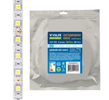 Лента светодиодная теплый белый свет 3000K ULS-Q221 5050-60LED/m-10mm-IP20-DC12V-14,4W/m-5M-3000K  UL-00004353  Volpe