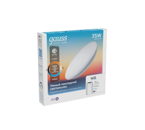 Cветильник SmartHome наст-потол 35W2800lm2700-6500К198-264V IP20 400*70мм изм.цвет.тем.+дим LED 1/5  2060112  Gauss