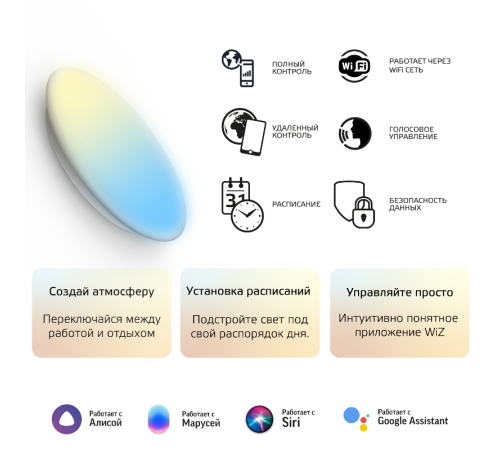 Cветильник SmartHome наст-потол 35W2800lm2700-6500К198-264V IP20 400*70мм изм.цвет.тем.+дим LED 1/5  2060112  Gauss