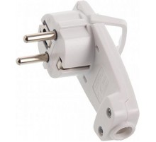 PPG16-45-202 Вилка угловая плоская с кольцом, с/з, 250В,16A, белый  39039  STEKKER