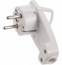 PPG16-45-202 Вилка угловая плоская с кольцом, с/з, 250В,16A, белый  39039  STEKKER