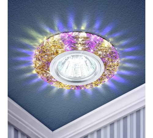 Светильник точечный встраиваемый DK LD4 MR16 3Вт GU5.3 чай c белой и фиолетовой подсветкой  Б0019208  ЭРА