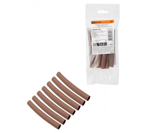 Набор трубок термоусаживаемых, клеевых "Моноцвет, коричневый 9,5/3,0 " SQ0548-3007  TDM
