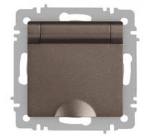 Розетка Intro Accent 6-203-08 2P+E Schuko с крышкой, 16А-250В, IP20, СУ, AL/CU, Accent, бронза  Б0063436  Intro