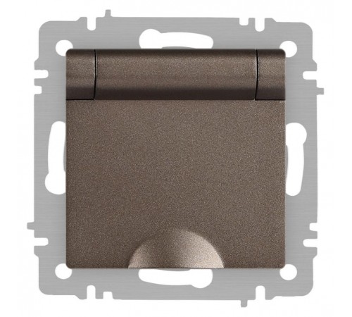 Розетка Intro Accent 6-203-08 2P+E Schuko с крышкой, 16А-250В, IP20, СУ, AL/CU, Accent, бронза  Б0063436  Intro