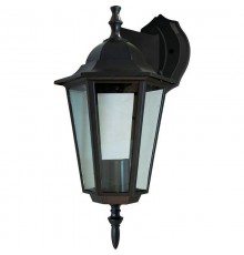 Светильник садово-парковый 6102 шестигранный на стену вниз 60W E27 230V, черный  11054  Feron