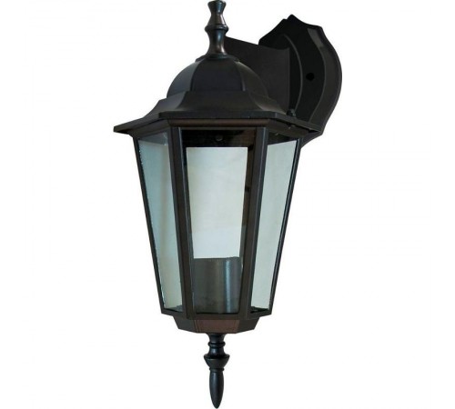 Светильник садово-парковый 6102 шестигранный на стену вниз 60W E27 230V, черный  11054  Feron