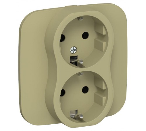 FLITE Розетка 2-ая с заземлением без шторок 16А РС12-0-А-ФлО оливковый  FI-R21A-16-K26  IEK