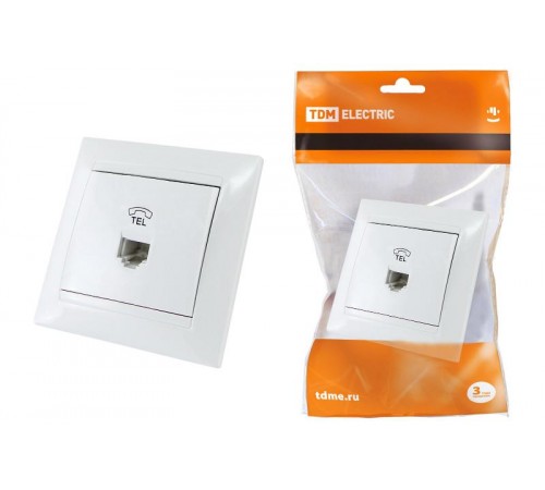 Розетка телефонная RJ11  белая "Лама"   SQ1815-0015  TDM