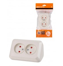 Розетка угловая двойная 2П открытой установки с з/ш IP20 250В 10А сл. кость "Ладога"  SQ1801-0242  TDM