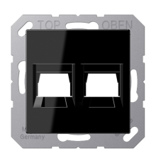 Kрышка для 2-х разъемов; без видимого винта; подпружиненная шторка; термопласт; черный  A1569-25WESW  Jung