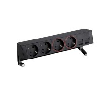 Simon S400 Настольный розеточный блок, 2x2P+E, 2x2P+E UPS, адаптер для 2хRJ45, моноблок, черный, Simon 400  42502220-138  Simon