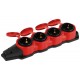 Колодка  KX-4e-RED-IP44 каучуковая с заземлением 4 розетки 16A IP44 красная  Б0068456  ЭРА