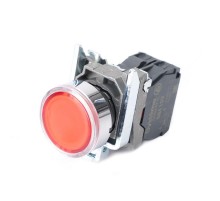 Кнопка SB4 с подсвет в сборе модуль 22мм красная металл 230-240ВAC 1НЗ  SB4BW34M2  SE