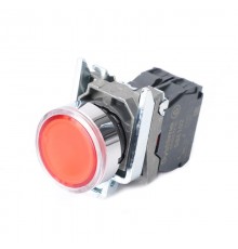 Кнопка SB4 с подсвет в сборе модуль 22мм красная металл 230-240ВAC 1НЗ  SB4BW34M2  SE