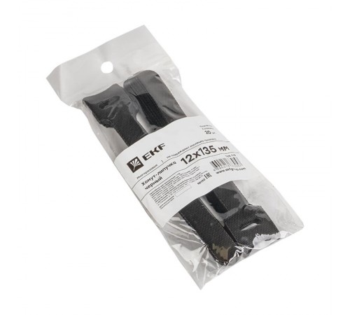 Хомут-липучка 12х135 мм черный (20 шт) EKF PROxima  hlct-1-b  EKF