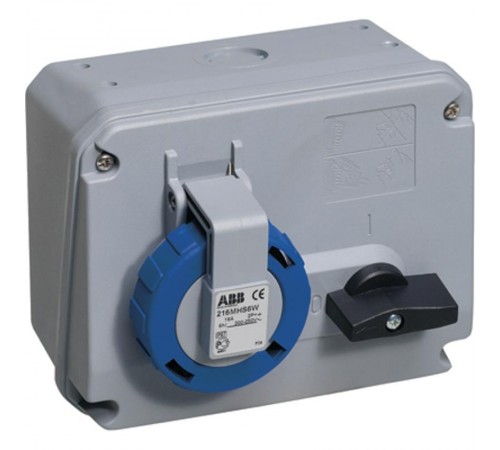 Розетка с выключателем и механической блокировкой 232MHS6W, 32A, 2P+E, IP67, 6ч  2CMA167848R1000  ABB