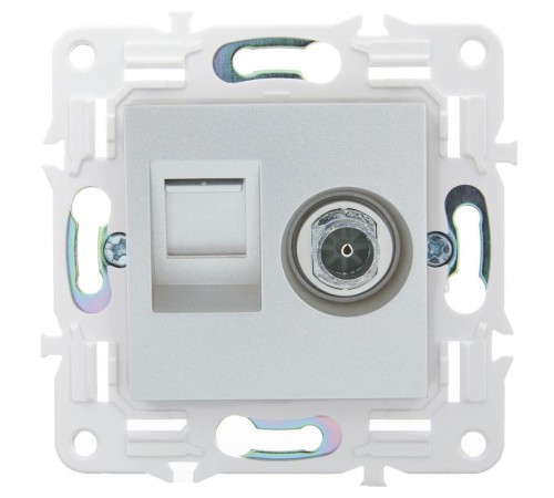 SKANDY Розетка двойная TV+RJ45 кат.6E SK-A15S серебряный  SK-AK20-2-K23  IEK