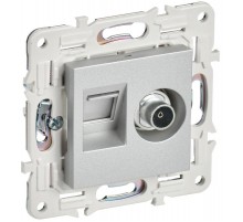 SKANDY Розетка двойная TV+RJ45 кат.6E SK-A15S серебряный  SK-AK20-2-K23  IEK