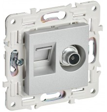 SKANDY Розетка двойная TV+RJ45 кат.5E SK-A14S серебряный   SK-AK20-1-K23  IEK