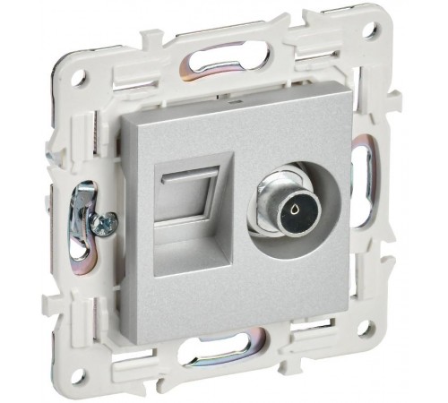 SKANDY Розетка двойная TV+RJ45 кат.6E SK-A15S серебряный  SK-AK20-2-K23  IEK