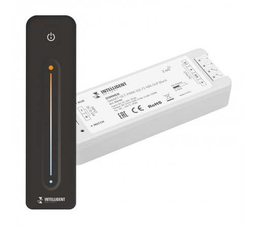 INTELLIGENT ARLIGHT Диммер SMART-SET-PWM-102-72-MIX-SUF Black (12-24V, 2x5A, ПДУ LINE, 2.4G) (IARL, IP20 Пластик, 5 лет)  036186  Arlight