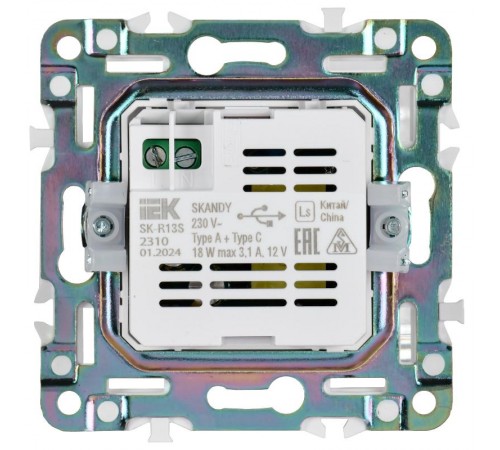 SKANDY Розетка USB A+C 18Вт SK-R13S серебряный   SK-U22-018-K23  IEK