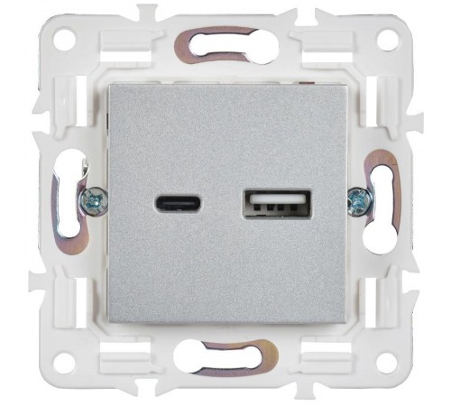 SKANDY Розетка USB A+C 18Вт SK-R13S серебряный   SK-U22-018-K23  IEK