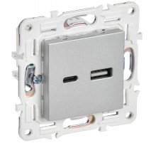 SKANDY Розетка USB A+C 18Вт SK-R13S серебряный   SK-U22-018-K23  IEK