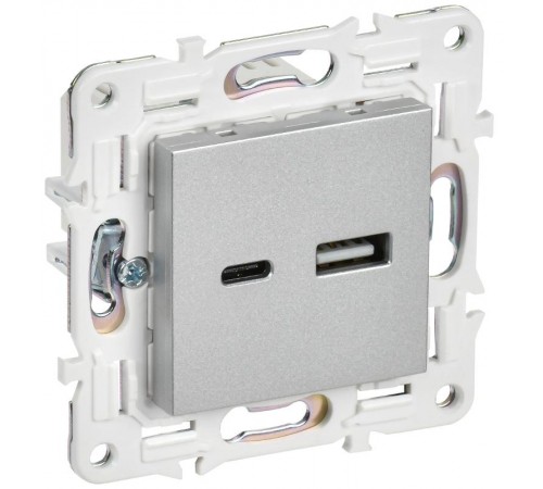 SKANDY Розетка USB A+C 18Вт SK-R13S серебряный   SK-U22-018-K23  IEK