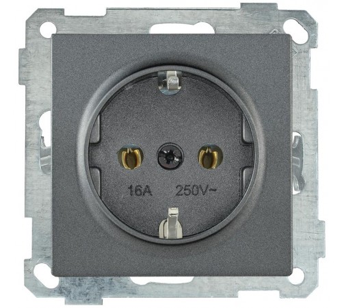 BOLERO антрацит Розетка с/з 16А РС11-1-0-Б  ERB11-K95-16  IEK