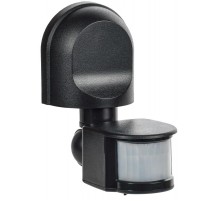 Датчик движения ДД 008 черный, макс. нагрузка 1100Вт, угол обзора 180град., дальность 12м, IP44,  LDD10-008-1100-002  IEK