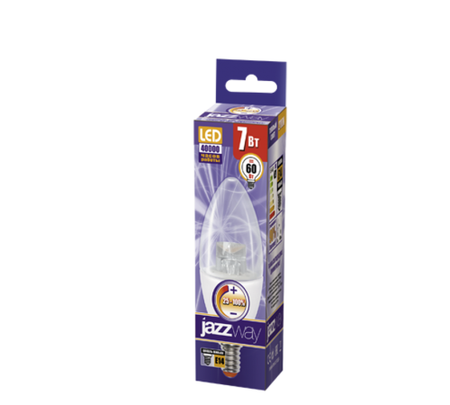 Лампа светодиодная LED 7Вт E14 220В 2700К PLED- DIM C37 CLEAR свеча  1035349  Jazzway