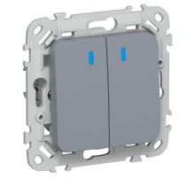 FLITE Выключатель 2-клавишный с индикацией 10А ВС12-1-1-ФлМ маренго  FI-V20-1-10-1-K35  IEK