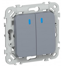 FLITE Выключатель 2-клавишный кнопочный с индикацией 10А ВС12-2-1-ФлМ маренго  FI-V24-1-10-1-K35  IEK