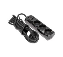 Удлинитель PREMIUM 3 гнезда, 5м, 3х1,5мм, с/з, с выключателем, черный  13-4108  REXANT