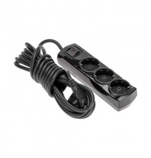 Удлинитель PREMIUM 3 гнезда, 5м, 3х1,5мм, с/з, с выключателем, черный  13-4108  REXANT