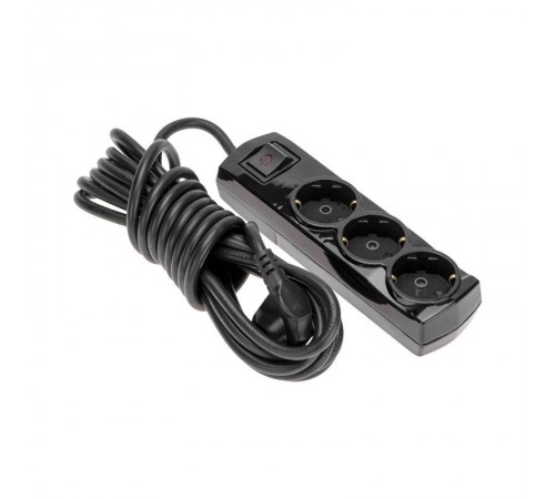 Удлинитель PREMIUM 3 гнезда, 5м, 3х1,5мм, с/з, с выключателем, черный  13-4108  REXANT