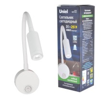 Светильник светодиодный настенный гибкий интерьерный ULT-F21-3W/4000K IP20 WHITE 85-265В. Белый свет (4000К) белый TM  UL-00004175  Uniel