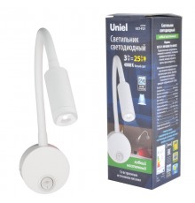 Светильник светодиодный настенный гибкий интерьерный ULT-F21-3W/4000K IP20 WHITE 85-265В. Белый свет (4000К) белый TM  UL-00004175  Uniel