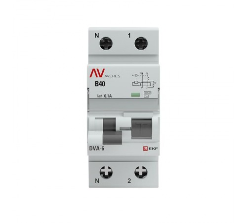 Выключатель автоматический дифференциального тока DVA-6 1п+N 40А B 100мА тип AC AVERES  rcbo6-1pn-40B-100-ac-av  EKF