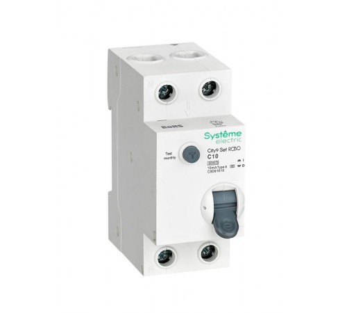 Выключатель автоматический дифференциального тока 1P+N 10A C 6kA 10мА Тип-А City9  C9D61610 Systeme Electric